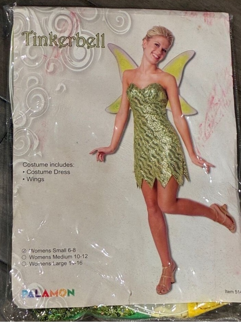 Tinkerbell Sequin and Wings Costume - Size Small